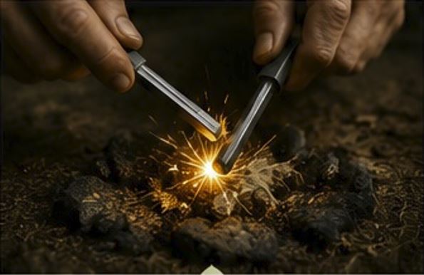Zunderschwamm als Zunder zum Feuer entfachen