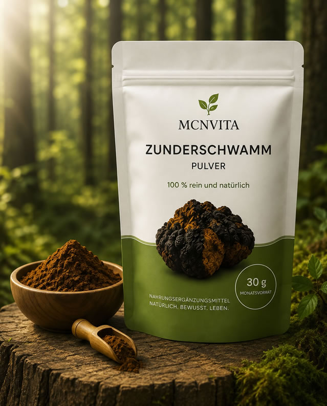 MCNVITA Zunderschwamm Pulver Nachfüllpackung mit Schale, Holzschaufel und Zunderschwamm im Wald